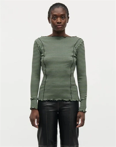 Mads Nørgaard - Stripe Siri Trøje - Sea Spray/Black